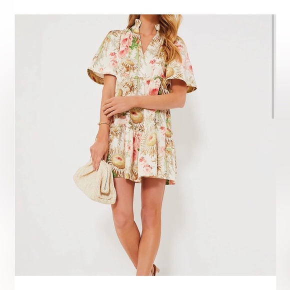 Tuckernuck Tops - Hyacinth House Margot Maxi Dress S Navy Marigold Floral Ruffle Strapless NWT